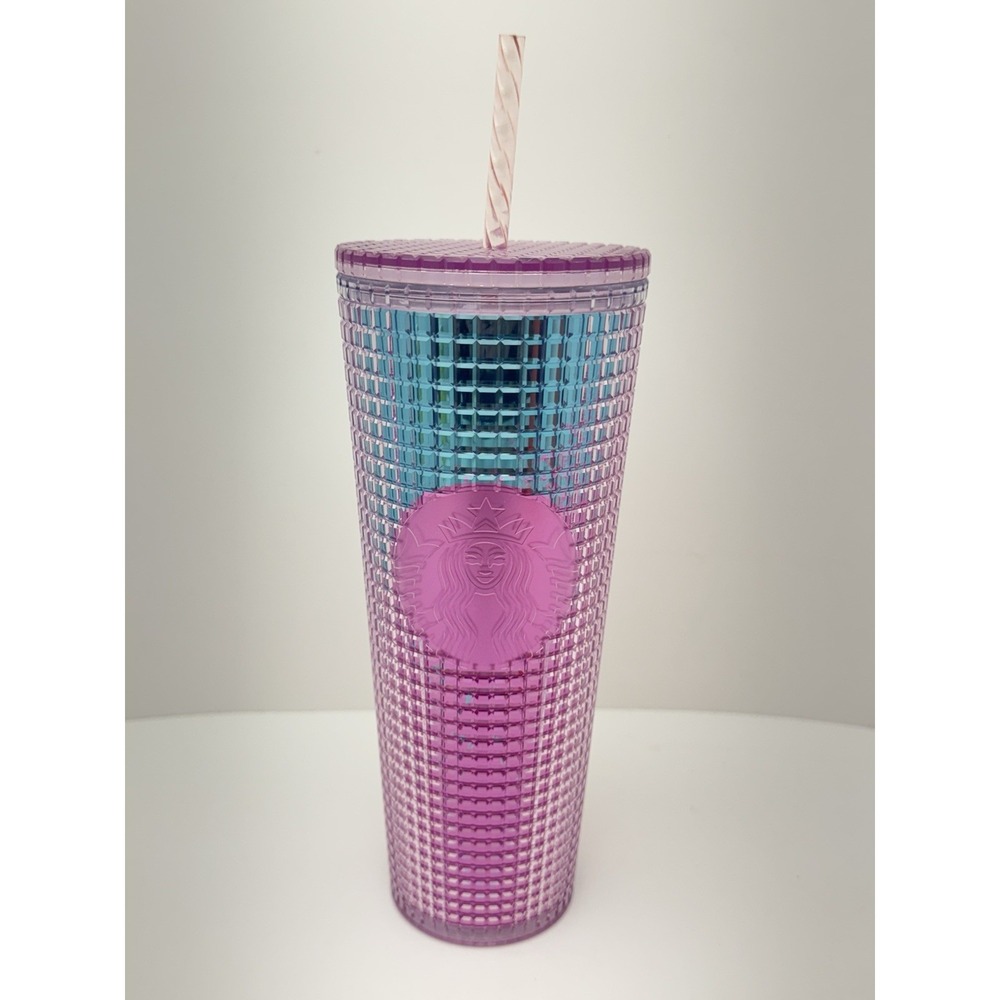 Starbucks 24oz Studded Tumbler Purple Pink Iridescent Cold Cup With Straw 2022